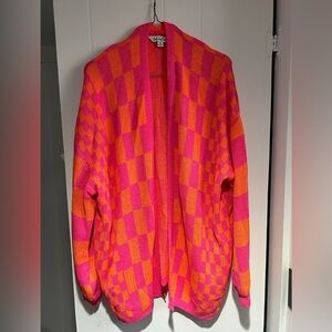 Bright pink & orange cardigan